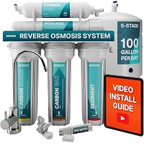 NU Aqua Système de filtre à eau à osmose inverse sous évier en 5 ...
