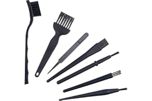 Camkix Spazzole Multiuso (Nero) – CONFEZIONE DA 9-7x Spazzole –Multi Taglia, 1x Paio di Pinzette Antistatiche, 1x Panno di Pulizia – Piccole Fessure - Computer, Tastiere, PCB, Bocchette, Interno Auto