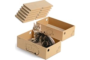 Ycozy Rascador para Gatos con 2 Cajas y 6 Tablas para rascar, Grande XXL, cartón rascador de Doble Cara para Gatos, cartón Intercambiable, Resistente