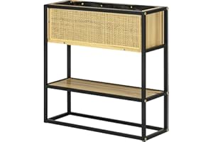 Outsunny Jardinière sur Pieds rectangulaire avec étagère inférieure carré Potager extérieur - métal et Bois - 55 x 20 x 56 cm