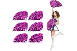 Pompons Sports Main Fleurs, Cheerleading Pompons, 6 Pièces Pompons Pom-Pom Girls Légères pour la School, Danse, la Fête, le Sport(Rose rouge)