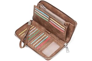 GAEKEAO Geldbörse Damen - Grosse Kapazität Leder Portemonnaie mit Reißverschluss und RFID-Blockierung, Viele Fächer, Geschenk für Damen