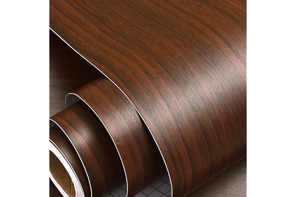 wolpin Wood Door Wallpaper 45 x 300 CM (Mahogany Brown) DIY Self Adhesive Vinyl for Door Furniture Almirah Table Top Wardrobe PVC Shelf Liner Contact Paper for Home D cor Kitchen Cupboard