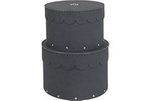 Bigso Box of Sweden Scatole portaoggetti - Scatole rotonde con coperchio in carta e cartone - Contenitori cartone rotondi per vestiti, giocattoli e altro - Set da 2 - nero