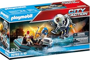 Playmobil 70782 Policier avec réacteur Dorsal et canoë