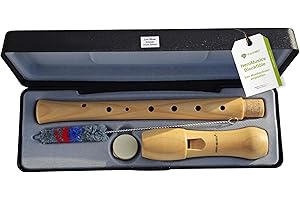 GADGET HERO HeroMusics Blockflöte für Kinder aus Holz - Flöte mit Deutscher Griffweise - 8-Loch Flöte für Erwachsene - Sopranblockflöte aus Premium Ahornholz - Blockflötenset mit Reinigungsset & Etui