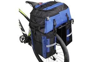 Wildken Bolsa Bicicleta Pannier 3 in 1 Multifuncional Alforja Maletero Impermeable 75L Bolsa para Maletero de Bicicleta Extensible Bolsa de Asiento Trasero