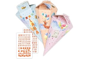 Amari® Set di 3 sacchetti per la scuola, per ragazzi e ragazze, in cartone robusto (350 g), con adesivi in gomma espansa, mini sacchetti di zucchero per fai da te, per l'inizio della scuola fai da te