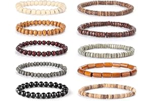 JeryWe 10 Pcs Pulsera Cuentas Madera Budista Buddha Oración Meditación Natural 8mm