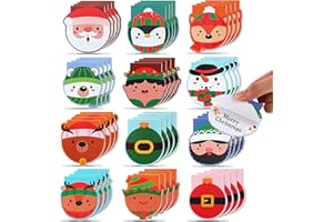 Faccito 48 Mini Cuadernos de Navidad Blocs de Notas Pequeños Cuaderno de Bolsillo Navideño de Muñeco de Nieve Papá Noel para Fiesta Niños Regalos (3,2 x 3,2 Pulgadas, Estilo Simple)