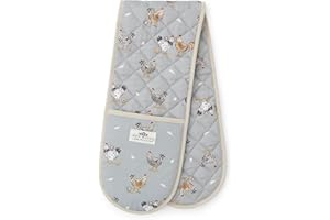 Cooksmart Hen House Lane Double Oven Glove | British Designed Farmhouse Kitchen Mitts | 100% Cotton with Heat-Resistant Padding | Stylish & Protective Cooking Gloves | Machine Washable