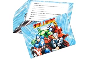 Zoriwn 12 x Einladungskarten Kindergeburtstag,Einladungskarten Geburtstag Deutsche,Einladungskarten Kindergeburtstag Junge junge,Mit Cartoon-Bilder,Partyeinladungen