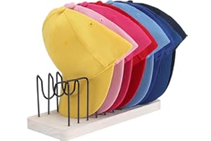 Erogeen Hat Organizer for Baseball Caps, Hat Rack Stand for 10 Baseball Hats Wood Metal Hat Holder Storage Baseball Cap Organizer for Closet Dresser Desk (White)