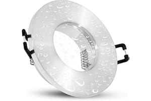 linovum ISASO Cadre de montage pour LED avec protection IP65 avec douille GU10 – Cadre de spot encastrable en aluminium brossé pour salle de bain et extérieur