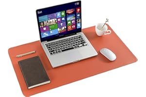 ARNTY Podkładka na Biurko, Leather Mata na Biurko, Wodoodporna Mata na Biurko na Laptopa, Dwustronna Podkładka na Laptopa do Biura i Domu(Jasnoniebieski & Pomarańczowy, 60 * 35cm)