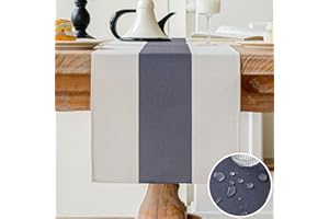 Vorysum Runner Tavolo Moderno Poliestere Impermeabile Tovaglia Antimacchia Runner Effetto Lino Lavabile Decorazione Tavolo da Pranzo Sala da Pranzo, Feste, Festival Matrimoni (Grigio, 33x120cm )