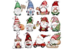 JIEOU 24PCS Christmas Tree Decorations Hanging Charms, Christmas Dwarfs, Wooden Hanging Ornament for Christmas Tree, Christmas Tree Ornaments