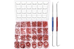 YIXISI 610 Sztuk 24 Rozmiarów Zestaw Asortymentowy Czerwony O-ringów, Metryczne O-ringi z Silikon, z Dwugłowy Wytrychów i Haczyków, do Uszczelnienia Podkładki Wodociągowej i Szybkiej Naprawy