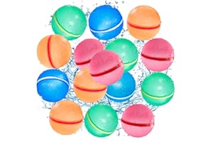 SMASIAGON SOPPYCID Reusable Magnetic Water Balloons, 15PC Refillable Water Bomb Splash Balls Self Sealing Quick Fill, Latex-Free Silicone Water Toys for Kids Adults Water Games Outside Summer Fun Party