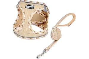 DORAMIO Arnés Perro Pequeños, Arnés Antitirones Reflectante Cómodo Transpirable Arneses Chaleco para Perros Pequeños Gatos, Cachorros (XS, Beige)