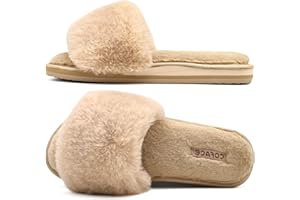 COFACE Pluszowe kapcie damskie, futrzane pantofle, Cozy Slides, damskie klapki na lato, zimę, buty kąpielowe, kapcie damskie