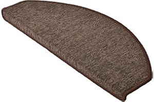 Beautissu 15x Anti Slip Stair Carpet Treads Self Adhesive 28x65 cm ProStair - Indoor Round Stair Runner Carpet for Staircases Protector Mats Pads Noise Reduction & Floor Protection - Brown