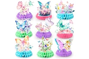HUXOLYNIFTY Butterfly Honeycomb Table Centerpiece, 9pcs Butterfly Honeycomb Centerpiece, Honeycomb Butterfly Centerpieces & Butterfly Baby Shower Honeycomb Centerpieces for Butterfly Birthday Decorations Supplies