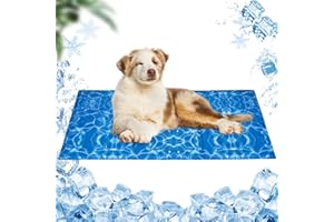 LIUFASHI Alfombra Refrescante para Perros y Gatos, Gel Activada por Presión Autoenfriamiento Alfombra, para Perros La Esterilla refrigerante Protege a su Mascota del Calor (90 * 50cm,Onda)