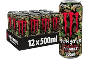 MONSTER ASSAULT Monster Energy Assault - erfrischender Energy Drink mit 160 mg Koffein - in praktischen Einweg Dosen (12 x 500 ml)