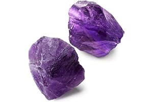 ‎QINJIEJIE QINJIEJIE Amethyst Große Kristall Rohstein 2 Stück 100% Natursteine Kristalle Raw Amethyst Stein Premium Wasserstein für Meditation Reiki Dekosteine
