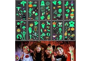 JIEBAO 100+ Halloween Tatuajes Temporales Niños Tatuajes Halloween Niños Decoracion Halloween Fluorescente Tatuajes Temporales Niños Tatuajes Halloween Accesorios Halloween