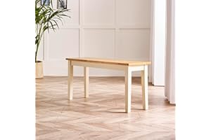 Furniturebox UK Small Wood Dining Bench - Tenby Cream Wood Indoor Bench Stool - Dining Kitchen Bedroom - Pale Oak Stain Seat Cream Legs - Bright Fresh Modern Traditional Farmhouse Dining Furniture