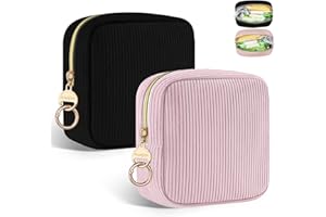 PLAYEXEN Zestaw 2 higienicznych torebek na ręczniki, antypoślizgowe, majtki menstruacyjne, torba do przechowywania, organizer na higieniczny ręcznik, prezent dla pierwszej dziewczyny, kolor różowy i czarny)