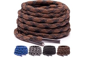 Miscly Cordones Redondos de Botas [3 Pares] Antideslizantes y con Forma Entrelazada, Cordones Resistentes Ideales para Botas, Botas de Trabajo y Zapatos de Senderismo