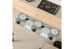 Comart - Tappeto Cucina Malaga - Passatoia 100% PVC - Antimacchia - Antiscivolo - Impermeabile - Tappetino Lavabile in Lavatrice - Corsia Moderna per Cucina e Corridoio - Cerchi Grigi - 55x170 cm