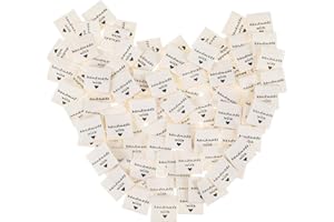 TEAAHA 100 PCS Made with Love Labels, Handmade Labels for Sewing Items, Personalized Handmade Tags Embossed Custom Labels for Clothing DIY Crafts Knitting Crocheting Sewing Fabric Labels(2x2cm)