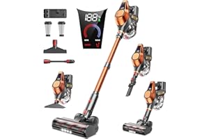 FIEETY Cordless Vacuum Cleaner, 550W 45KPA 60Mins Cordless Stick Vacuum Cleaner with LED Display, Self-Standing Vacuum,Light Weight Handheld Vacuum Cleaners for Home/Pet Hair/Carpets/Hard Floors Ultra 8