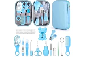 NODSE Baby-Gesundheits- und Fellpflege-Set, Baby-Essentials für Neugeborene, tragbares Baby-Sicherheitspflege-Set für Jungen und Mädchen-blau 18 in 1