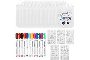 ZHYLUO 12 Stück Baby Lätzchen Zum Bemalen, Mit 12 bunten Textilstiften 3 Malvorlagen Für Baby-Geschenk Für Gender Reveal Party, Babyparty Deko Junge Nnd Mädchen (22 * 17,5cm)