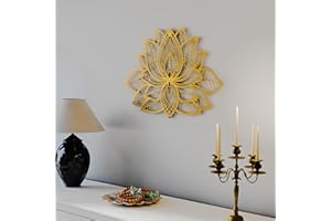 iwa concept 3D Mandala Metal Wall Decor | Lotus Flower Decoration for Homes | Bedroom Metal Wall Art | Office Decor | Living Room Decor | New Year Gift | (26.3" x 17" | 67 x 43 cm, Gold)