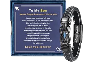 YADOCA to My Son Bracelet, Mens Leather Bracelet for Son Birthday, Son Bracelet from Mum Dad, Gifts for Teenage Boys