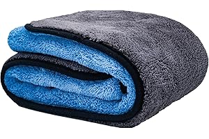 ShinyCar® UK: Professional XL 1000GSM Microfibre Car Drying Towel, 75x55cm, Ultra Deep Soft Plush Pile, Super Absorbent, Extra Large Cleaning Product, Detailing Accessory, Safer Than A Chamois Cloth