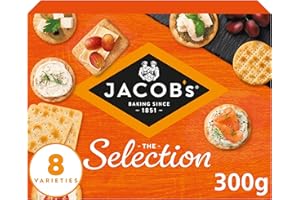 JACOB'S Biscuits Cheese Crackers Tub, 8 Cracker Varieties, The Selection, 300 g (Pack of 1)