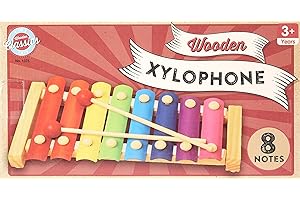 ATOZ Wooden Classics Xylophone, 8 Rainbow Coloured Notes, Educational Musical Toy, Ages 3+