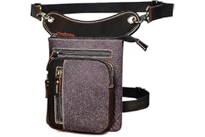 Handadsume Tela Resistente All'acqua + Vera Pelle Moto Equitazione Travel Coscia Borsa per Gambe Marsupio in Vita Per Gli Uomini Donne FB2141