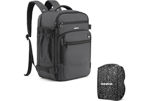 Omnpak Mochila Ryanair 40x20x25 con Funda para la Lluvia,Equipaje de Cabina 40x20x25cm,Bolso de Mano de 20L,Bolsa de Viaje Ecológica de Pet Reciclado,Gris