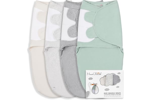 Mama Cheetah Lot de 4 gigoteuses réglables en coton bio pour bébé de 0 à 3 mois, accessoires essentiels pour bébé, Sérénité, S (Pack of 4)