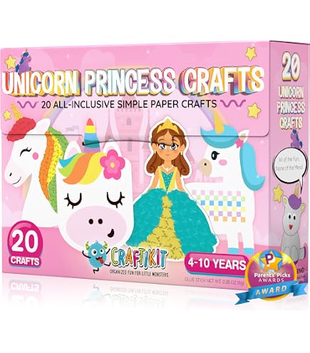 KRAFUN Mon Premier Kit Licorne Et Lapin En Papier – 18 Projets Créatifs Pour Filles De 3 à 8 Ans