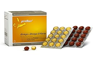 ‎PROSAN proSan Ginkgo+Omega-3 Forte [120 Kapseln] | Gedächtniskapseln bei Vergesslichkeit | Enthält Ginkgo-biloba + Omega-3-Fettsäuren DHA und EPA + 7 weitere gehirnaktive Mikronährstoffe | 2 Kapseln pro Tag