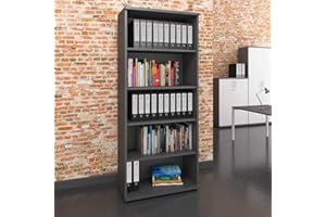 ‎WEBER BÜRO Profi Bücherregal 5OH Regal Standregal Holzregal Wandregal Schrank Büro Weiß